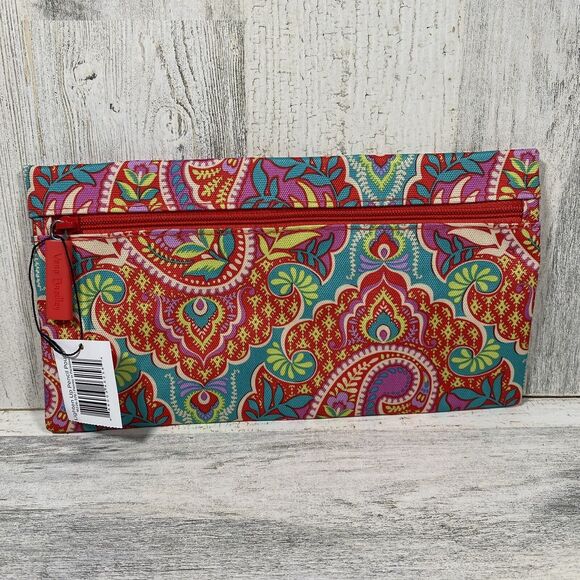 Vera Bradley Lighten Up Pencil Pouch Paisley in Paradise NWT Stocking Stuffer - Picture 3 of 6